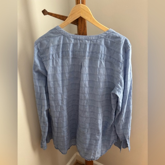 Talbots Large Blue Lightweight Cotton Blouse Coastal Spring - Picture 6 of 6